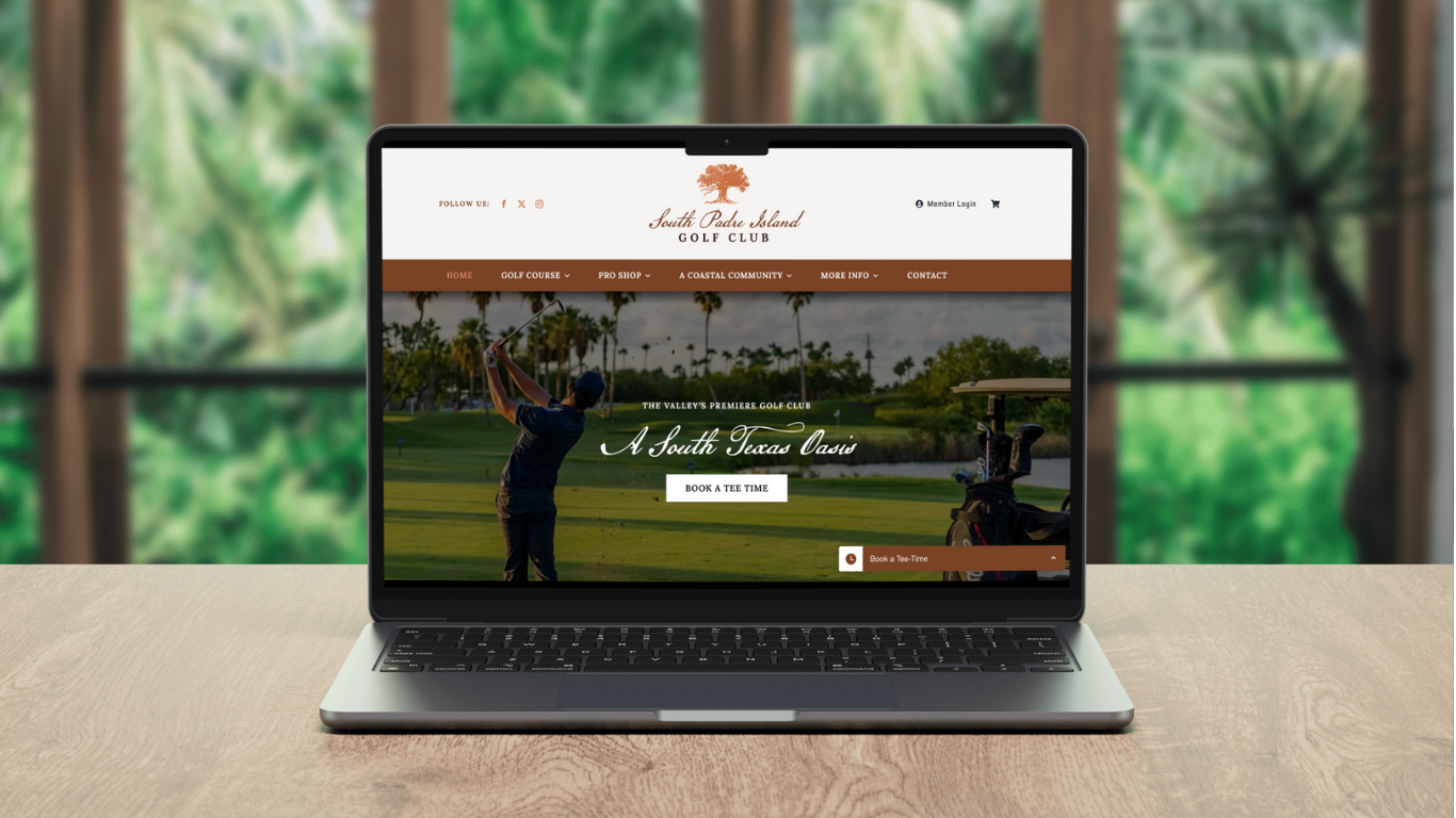 Laptop showcasing new website for South Padre Island Golf Club