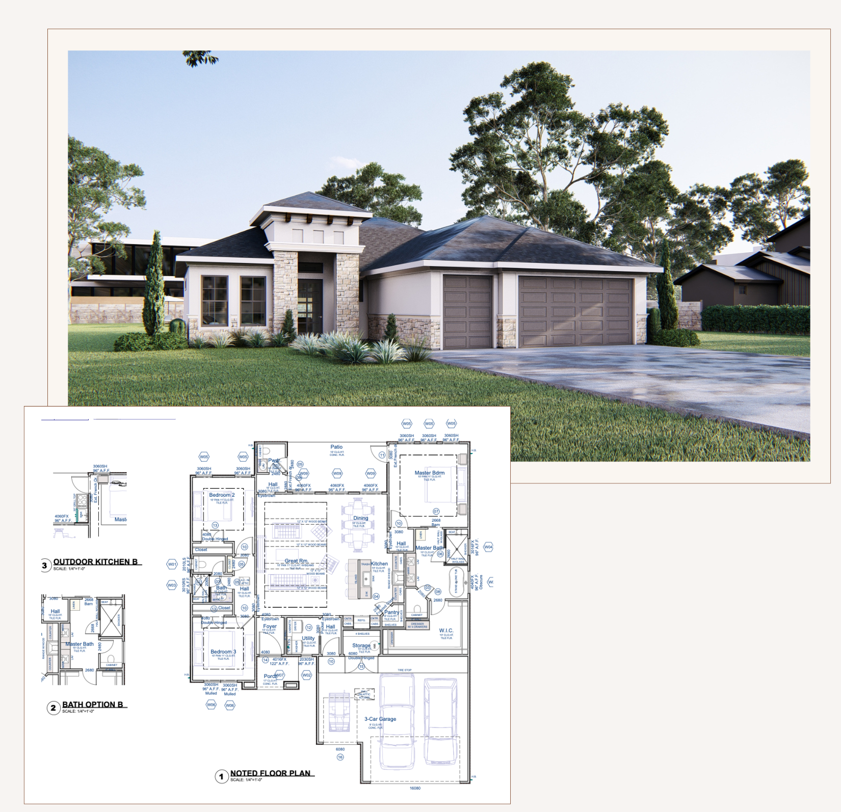 The Crenshaw floorplan and elevation