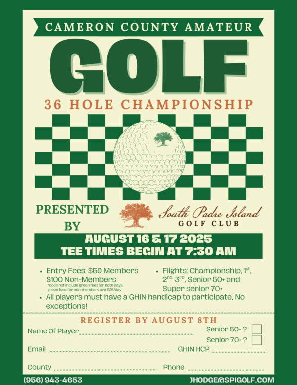 2025 Cameron County Amateur Tournament Flyer with entry 