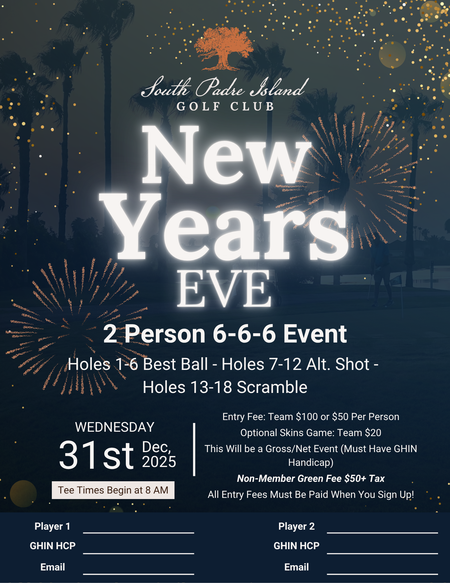 New Years Eve tournament flyer 2025