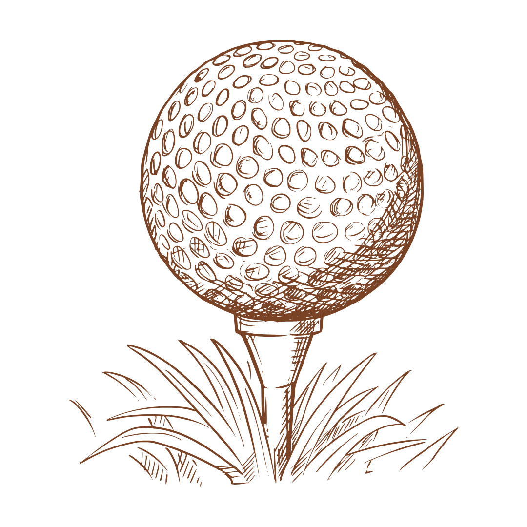 sketch of golf ball on tee